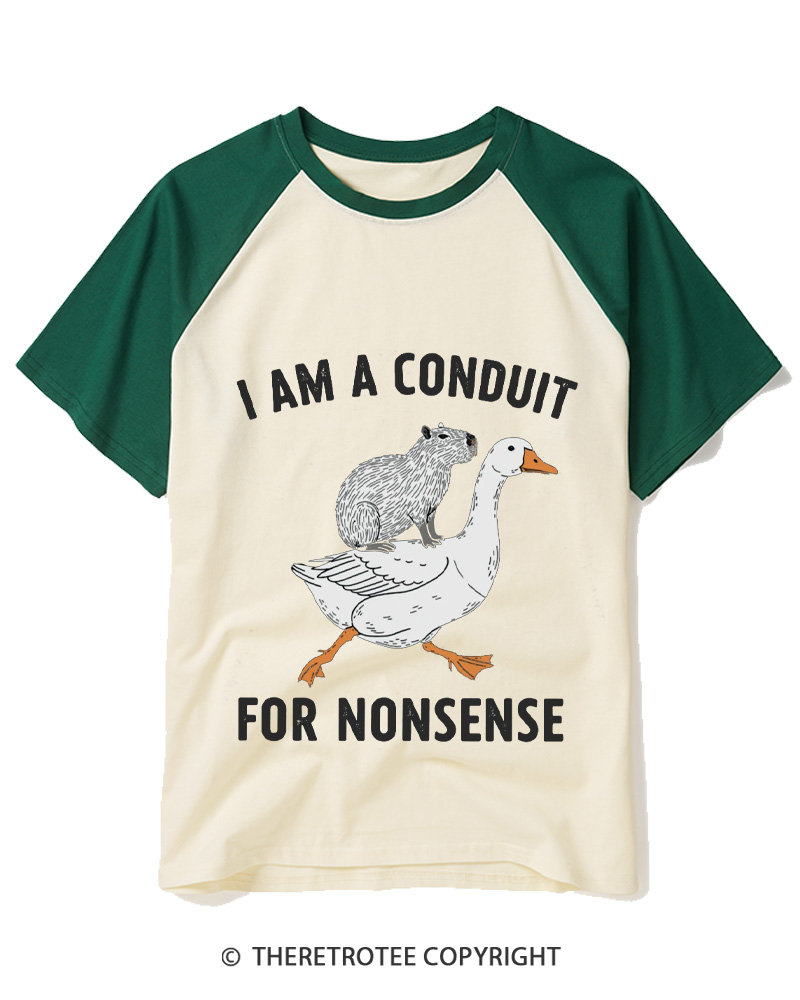 TheRetroTee I Am A Conduit For Nonsense 1990s Raglan Baseball T-Shirt