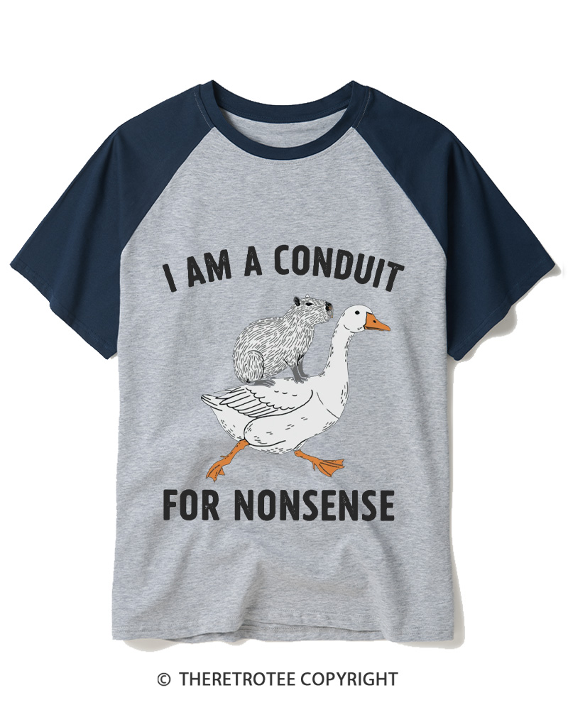 TheRetroTee I Am A Conduit For Nonsense 1990s Raglan Baseball T-Shirt