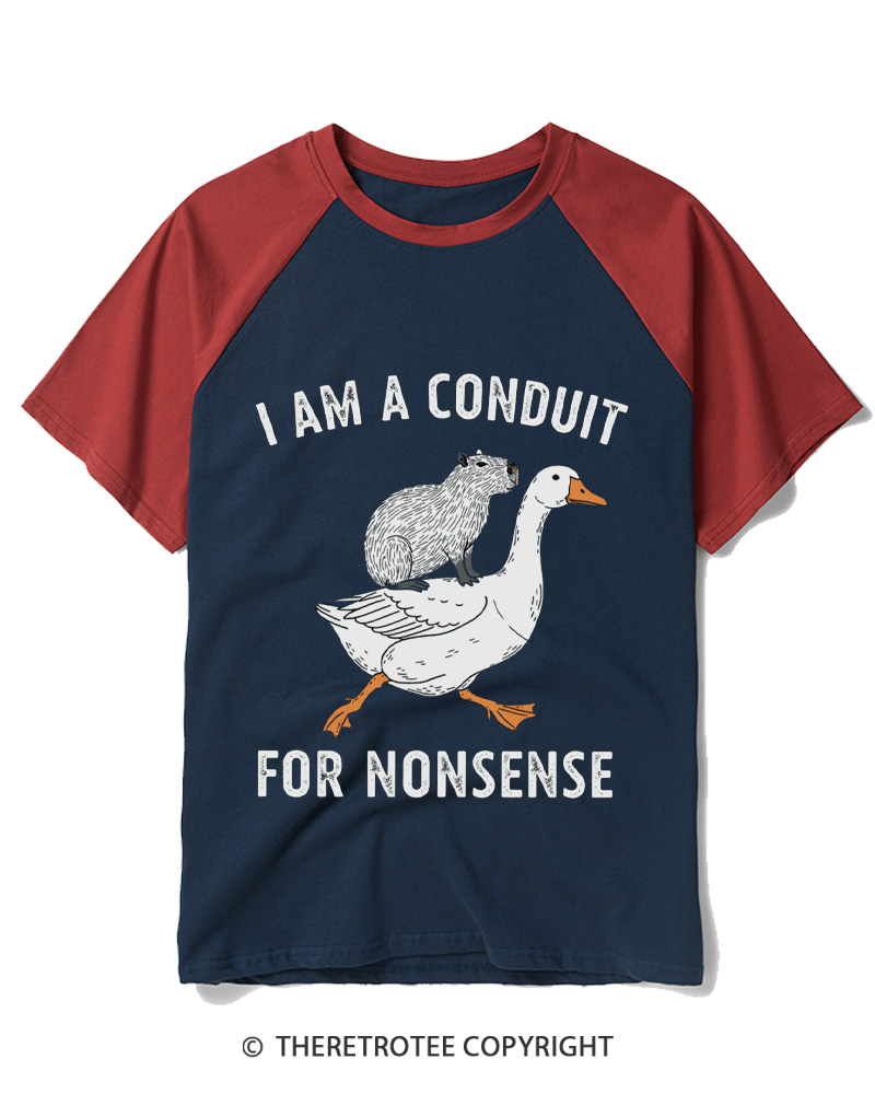 TheRetroTee I Am A Conduit For Nonsense 1990s Raglan Baseball T-Shirt