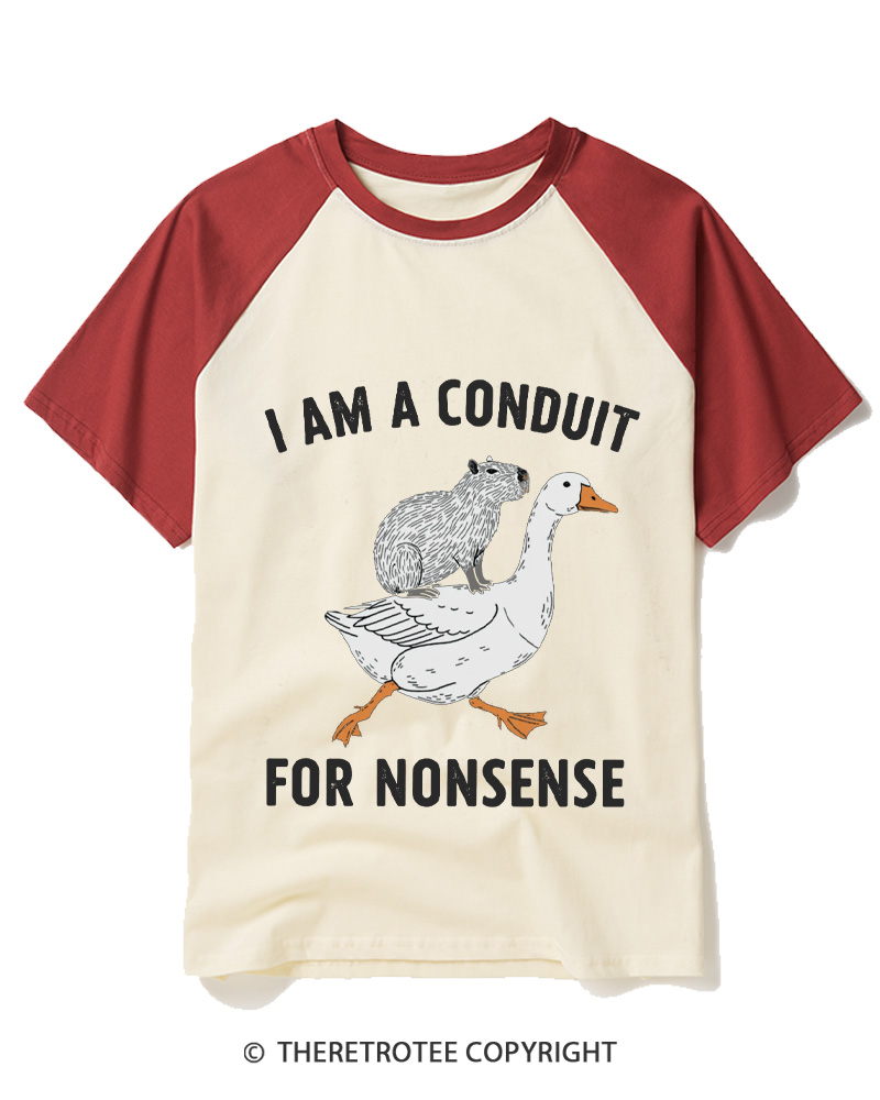 TheRetroTee I Am A Conduit For Nonsense 1990s Raglan Baseball T-Shirt