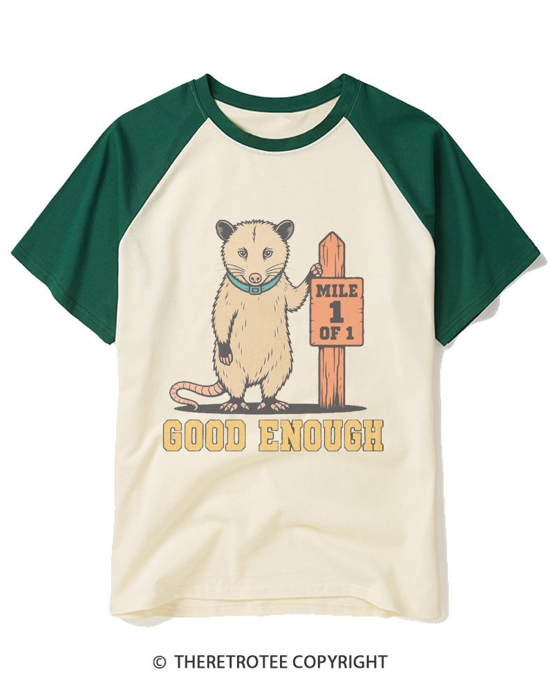 TheRetroTee Good Enough 1980s Raglan Baseball T-Shirt
