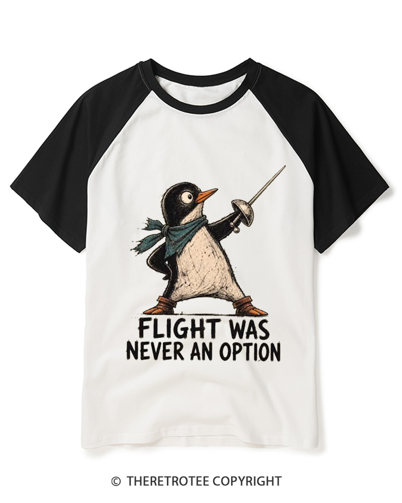 TheRetroTee Flight Was Never an Option 1970s Raglan Baseball T-Shirt