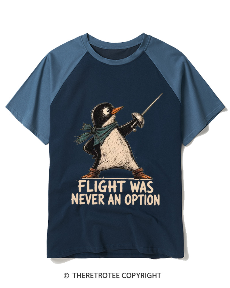 TheRetroTee Flight Was Never an Option 1970s Raglan Baseball T-Shirt