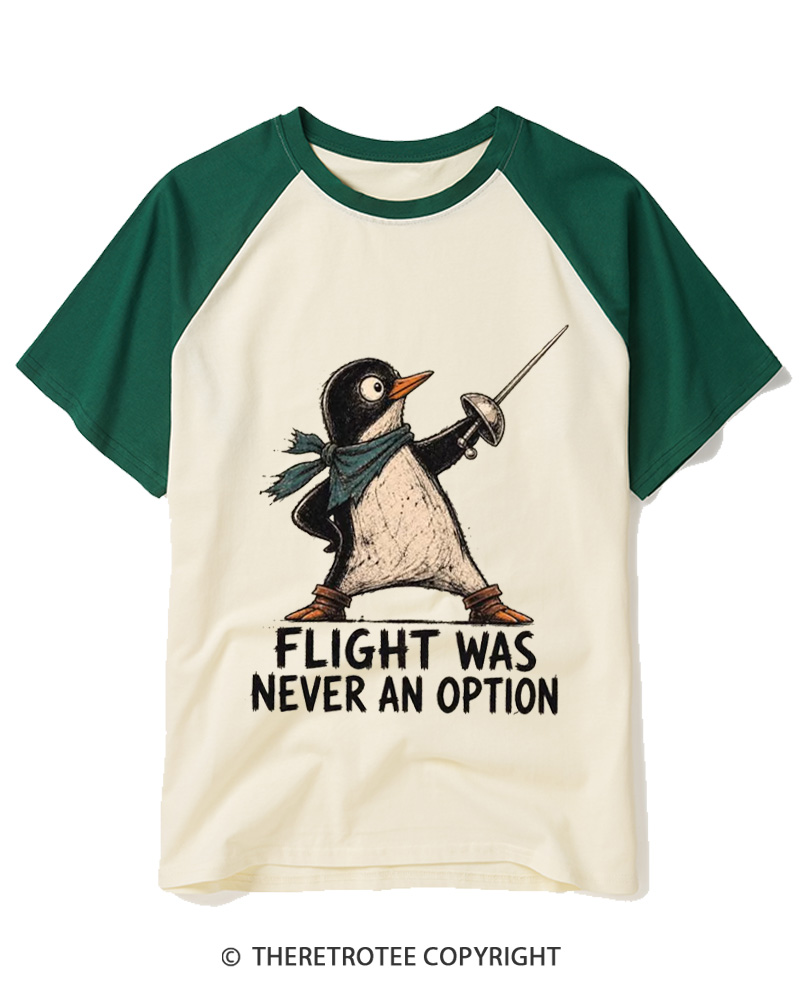 TheRetroTee Flight Was Never an Option 1970s Raglan Baseball T-Shirt