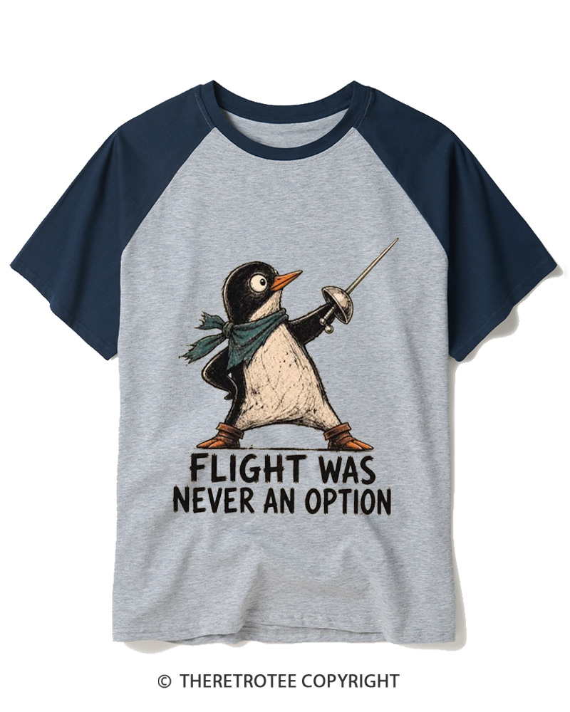 TheRetroTee Flight Was Never an Option 1970s Raglan Baseball T-Shirt