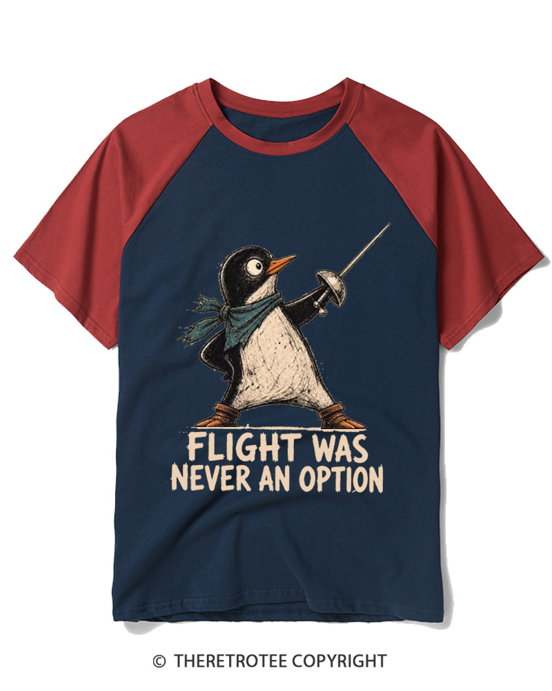 TheRetroTee Flight Was Never an Option 1970s Raglan Baseball T-Shirt