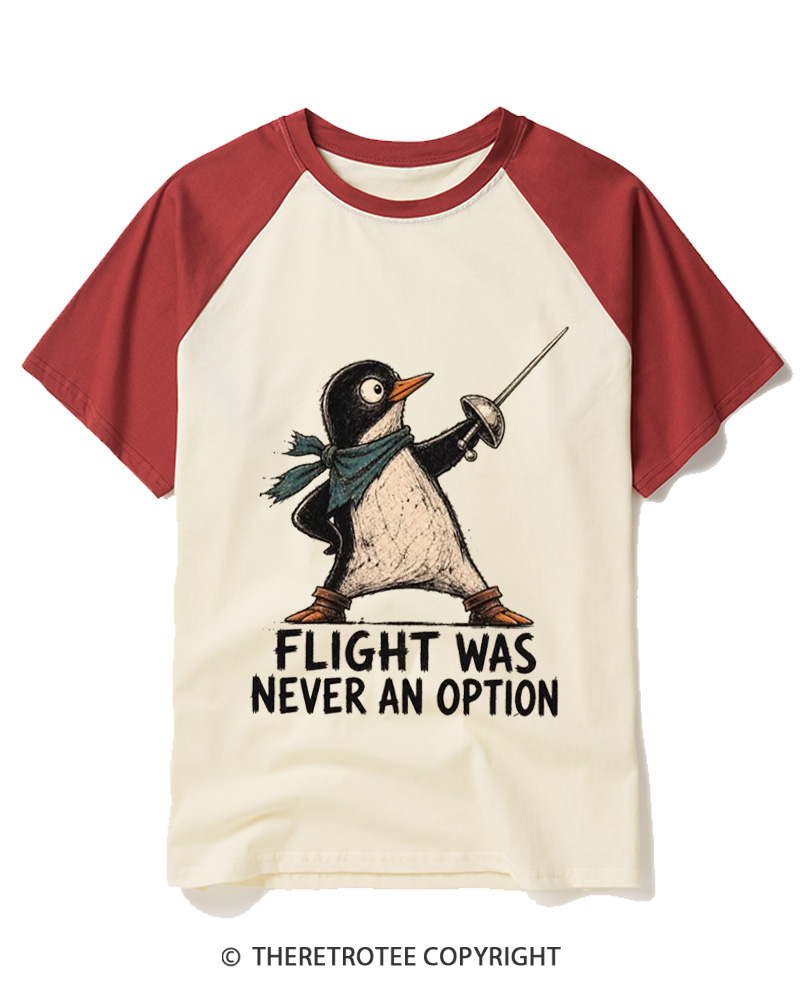 TheRetroTee Flight Was Never an Option 1970s Raglan Baseball T-Shirt