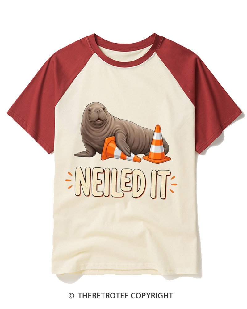 TheRetroTee Nailed It 1970s Raglan Baseball T-Shirt