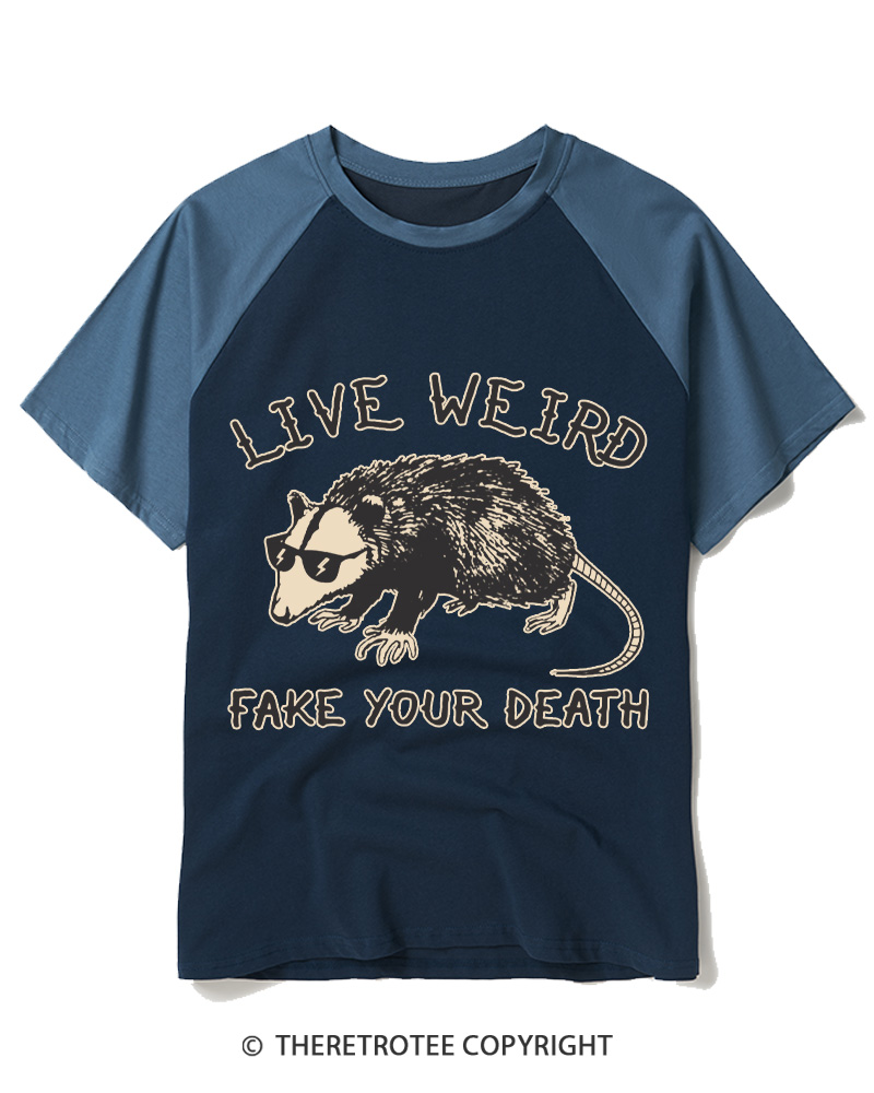 TheRetroTee Funny Possum 1970s Raglan Baseball T-Shirt