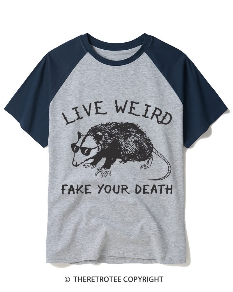 TheRetroTee Funny Possum 1970s Raglan Baseball T-Shirt