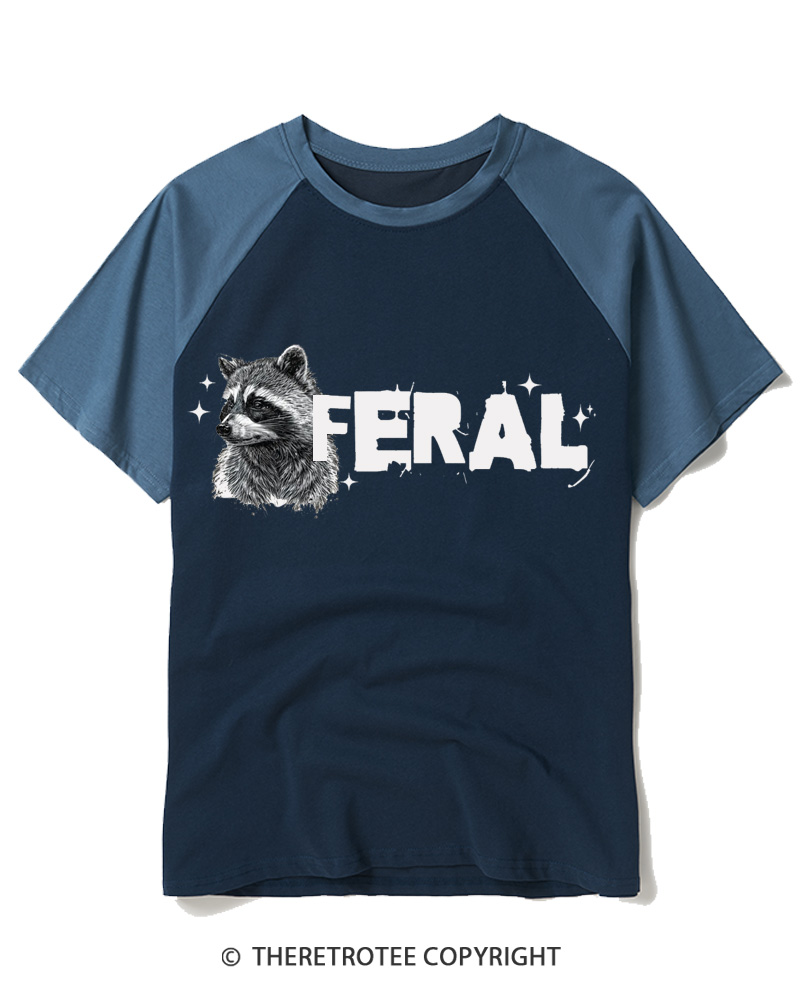 TheRetroTee Feral Raccoon 1970s Raglan Baseball T-Shirt