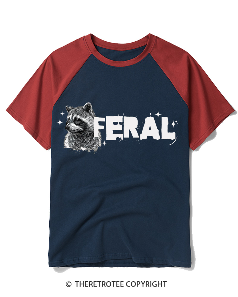 TheRetroTee Feral Raccoon 1970s Raglan Baseball T-Shirt