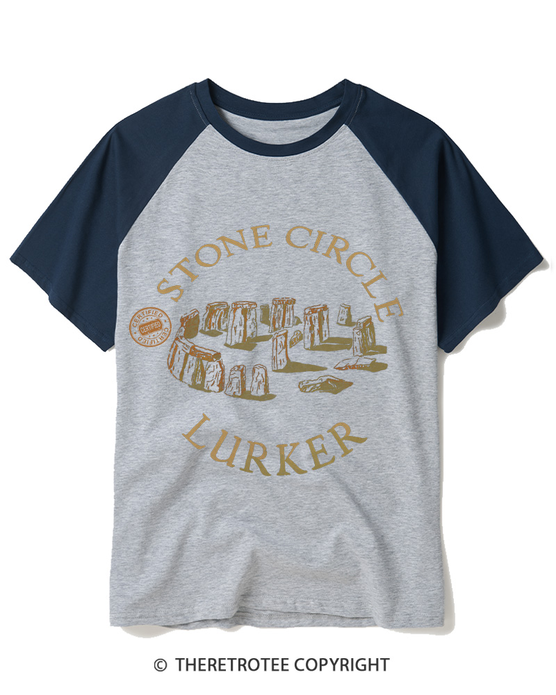 TheRetroTee Stone Circle Lurker 1970s Raglan Baseball T-Shirt