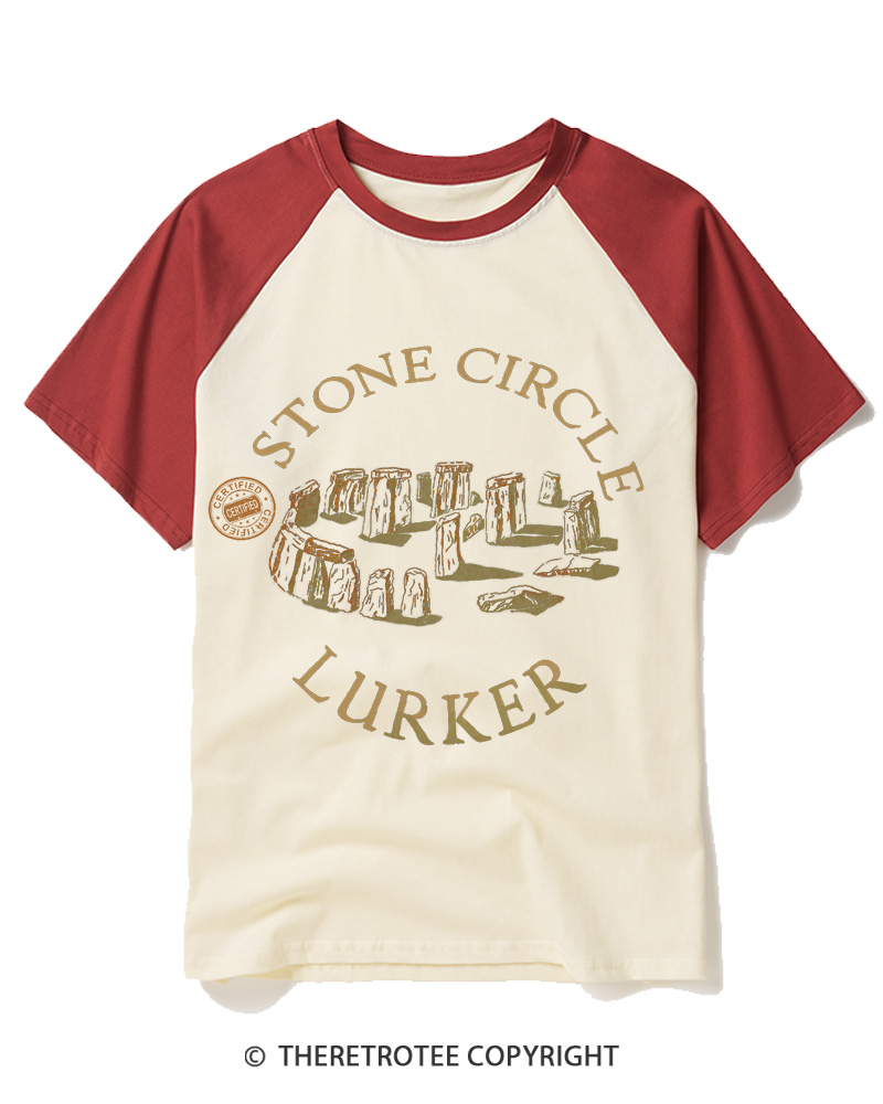 TheRetroTee Stone Circle Lurker 1970s Raglan Baseball T-Shirt