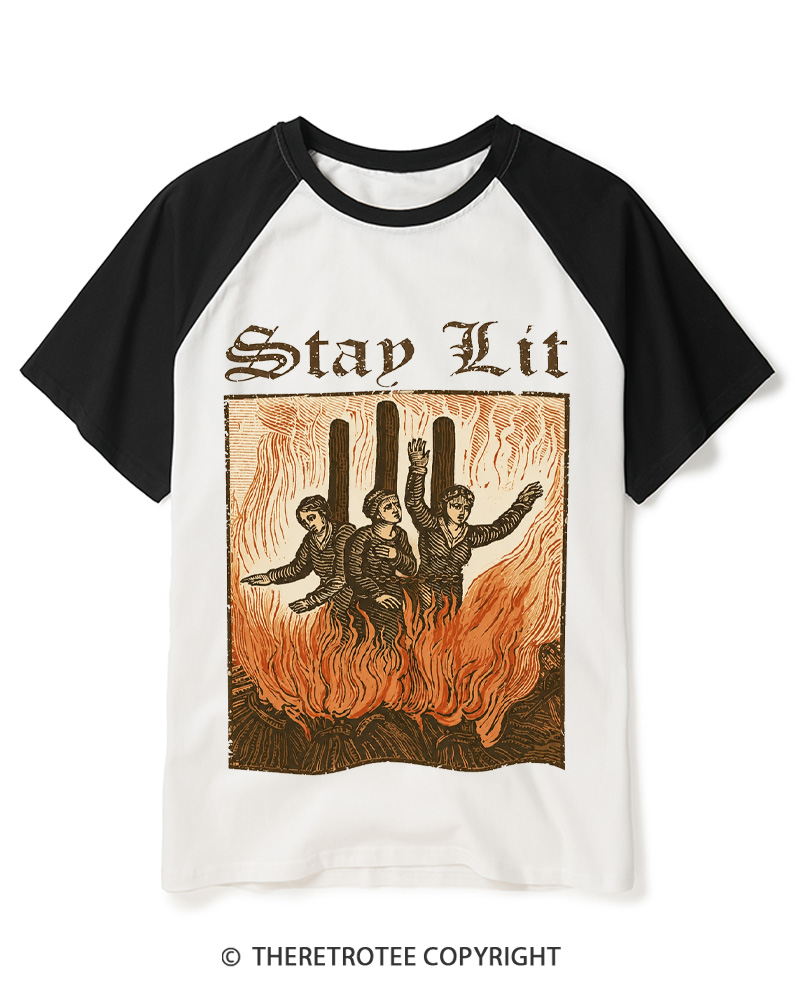 TheRetroTee Stay Lit Raglan Baseball T-Shirt
