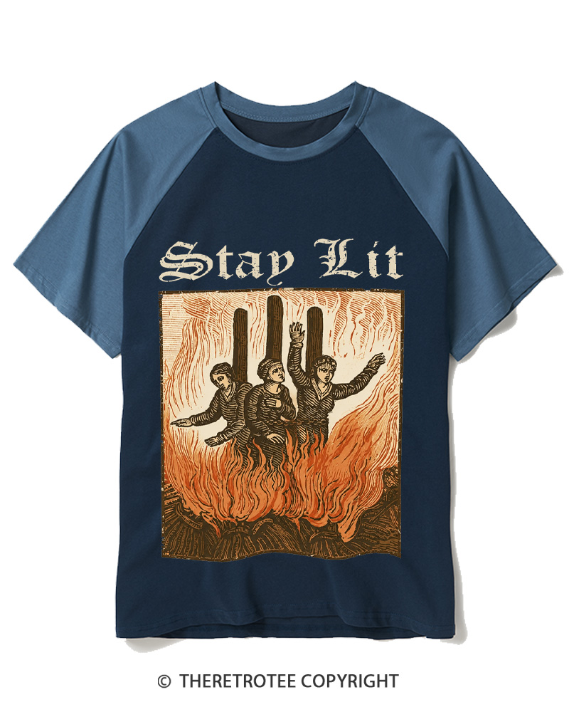 TheRetroTee Stay Lit Raglan Baseball T-Shirt