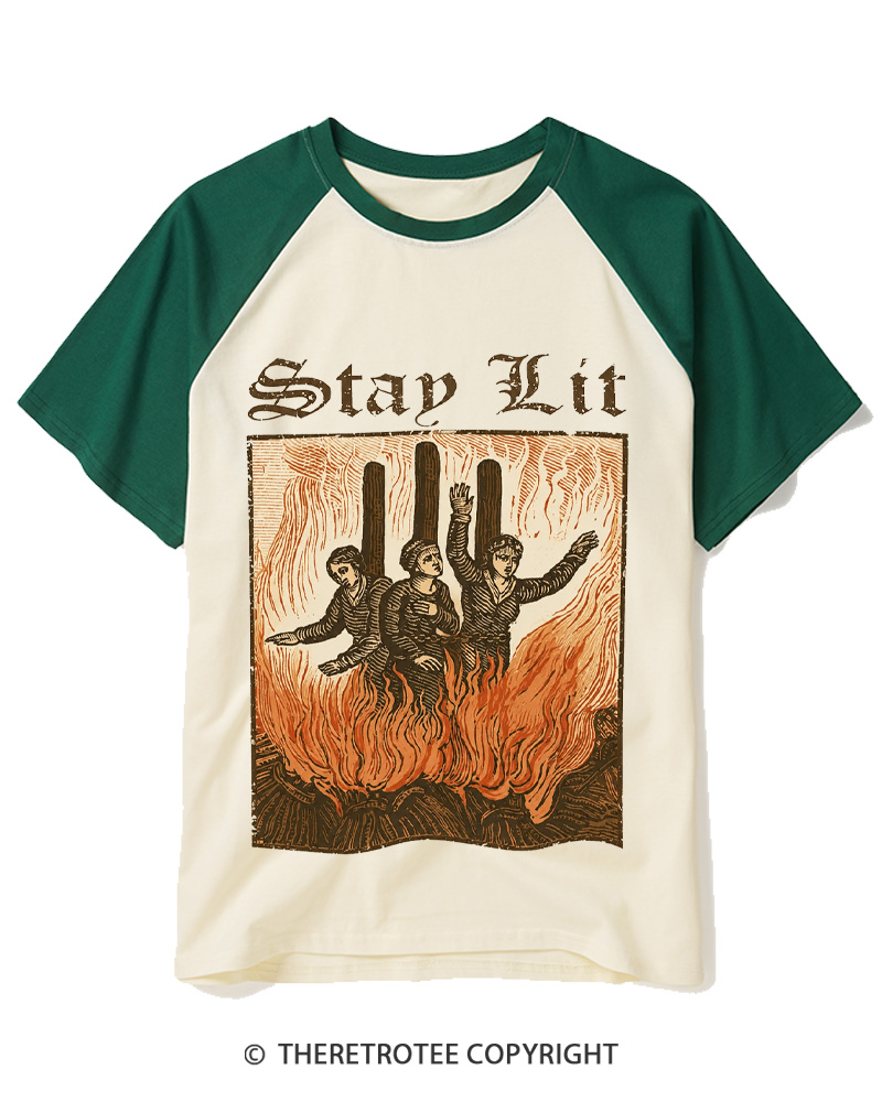 TheRetroTee Stay Lit Raglan Baseball T-Shirt