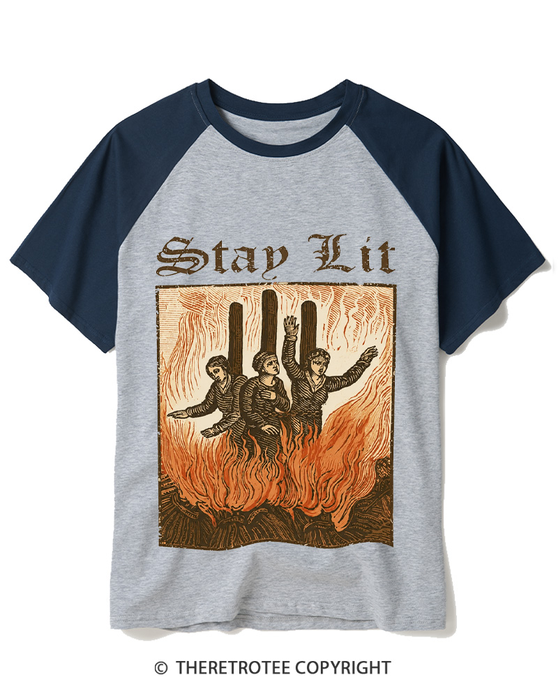 TheRetroTee Stay Lit Raglan Baseball T-Shirt