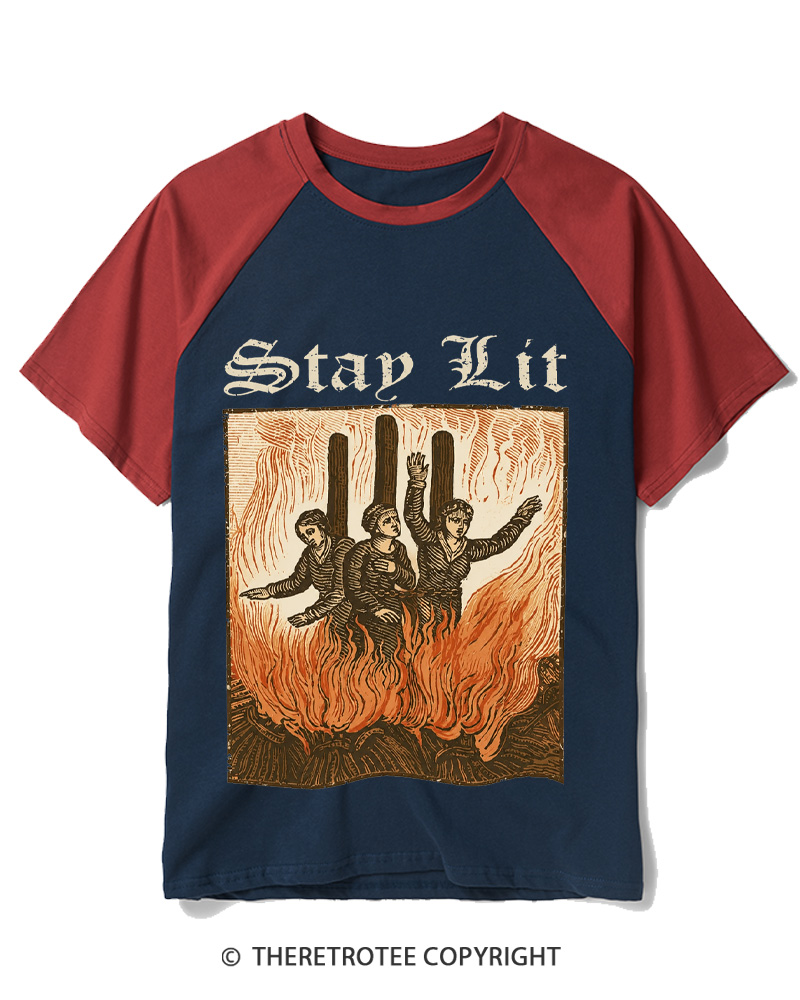 TheRetroTee Stay Lit Raglan Baseball T-Shirt