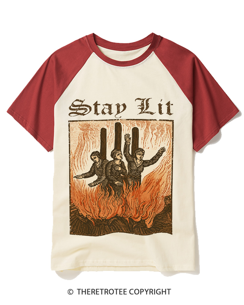 TheRetroTee Stay Lit Raglan Baseball T-Shirt