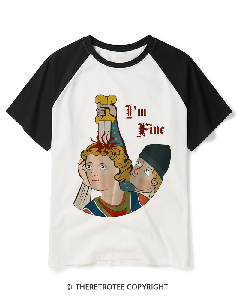 TheRetroTee I’m Fine Raglan Baseball T-Shirt