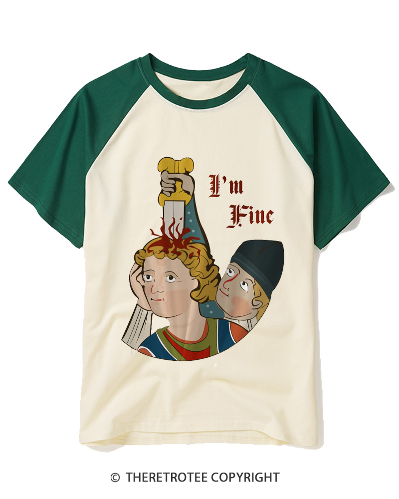 TheRetroTee I’m Fine Raglan Baseball T-Shirt