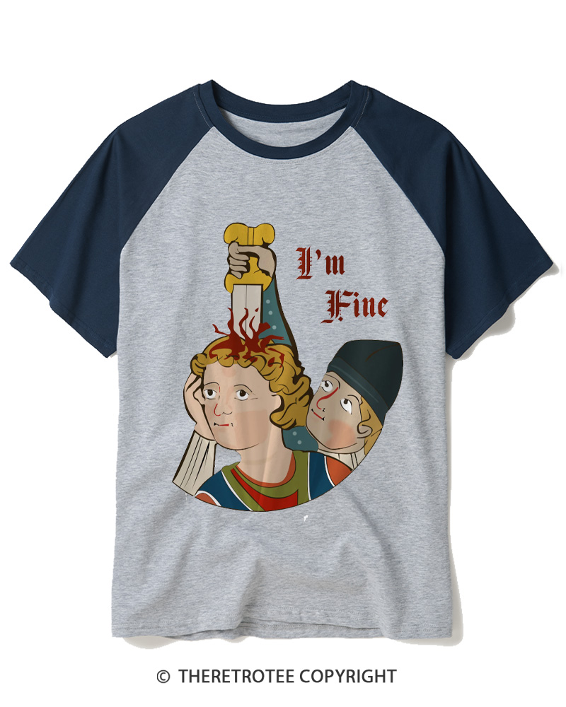 TheRetroTee I’m Fine Raglan Baseball T-Shirt