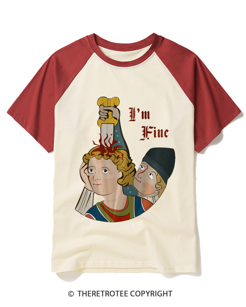 TheRetroTee I’m Fine Raglan Baseball T-Shirt