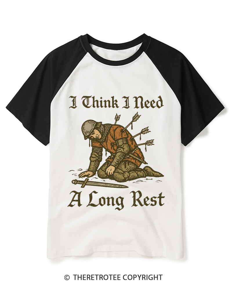 TheRetroTee I Think I Need A Long Rest Raglan Baseball T-Shirt