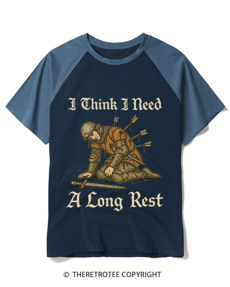 TheRetroTee I Think I Need A Long Rest Raglan Baseball T-Shirt