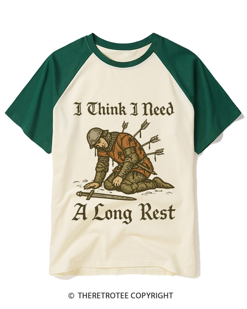 TheRetroTee I Think I Need A Long Rest Raglan Baseball T-Shirt