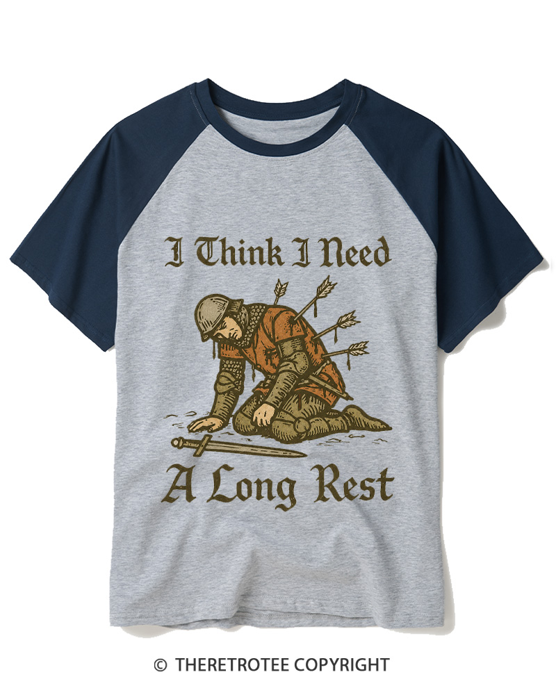 TheRetroTee I Think I Need A Long Rest Raglan Baseball T-Shirt