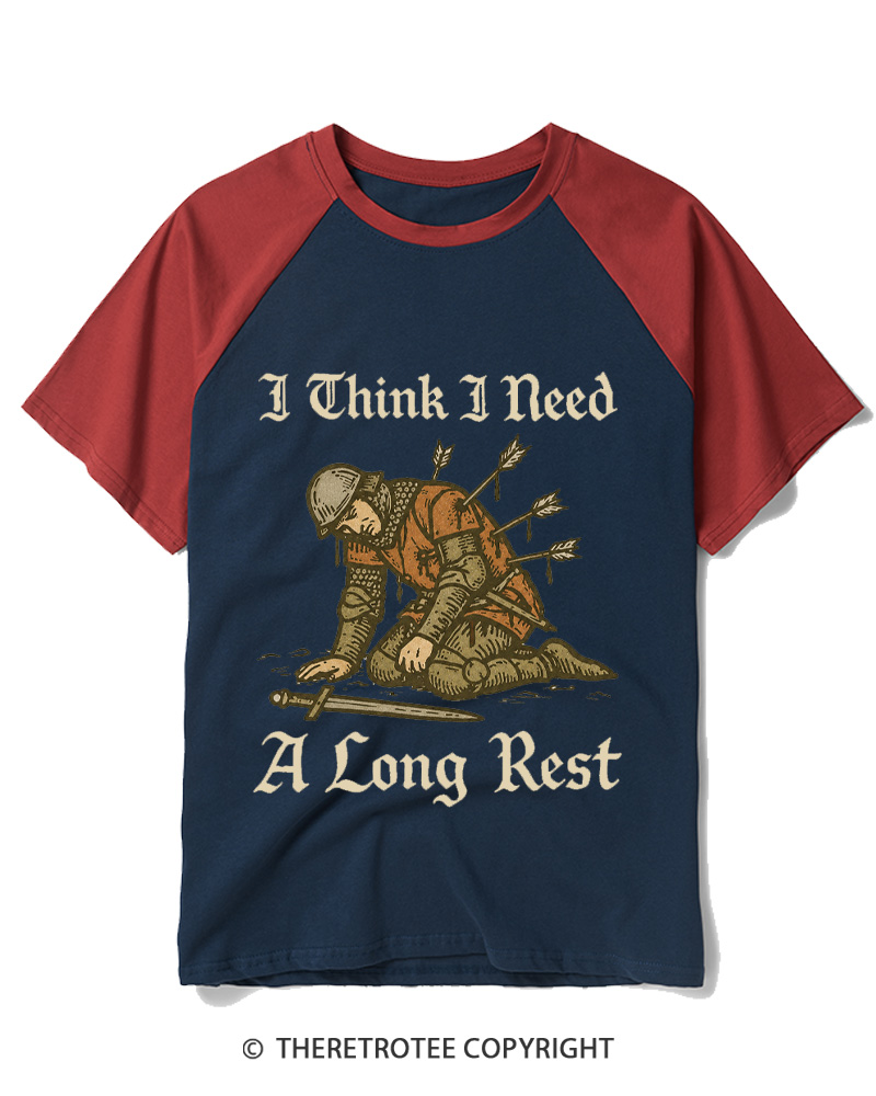 TheRetroTee I Think I Need A Long Rest Raglan Baseball T-Shirt
