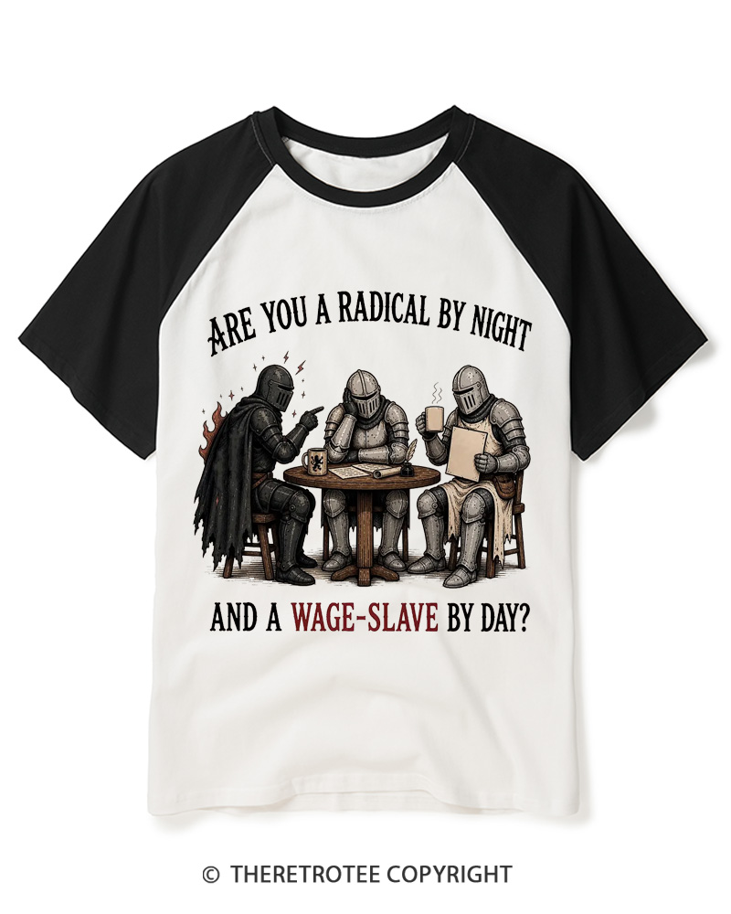 TheRetroTee Are You A Radical By Night Raglan Baseball T-Shirt