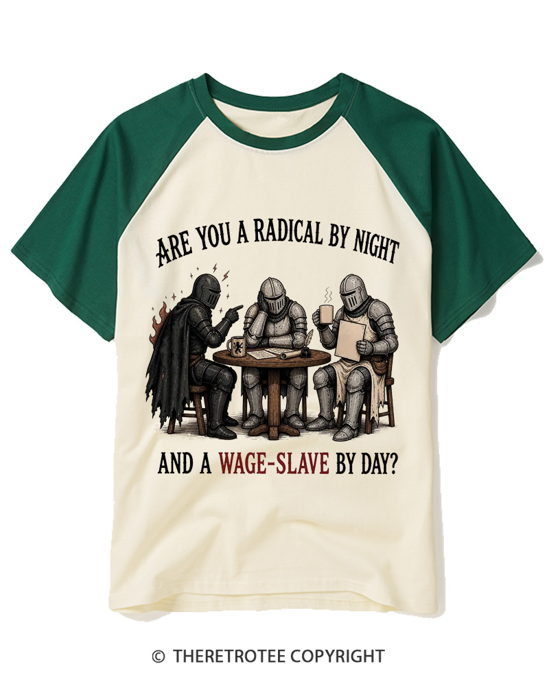 TheRetroTee Are You A Radical By Night Raglan Baseball T-Shirt