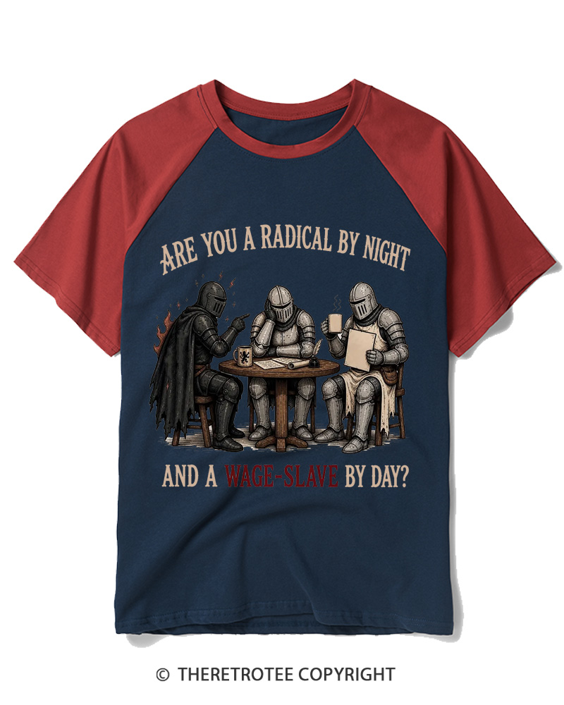 TheRetroTee Are You A Radical By Night Raglan Baseball T-Shirt