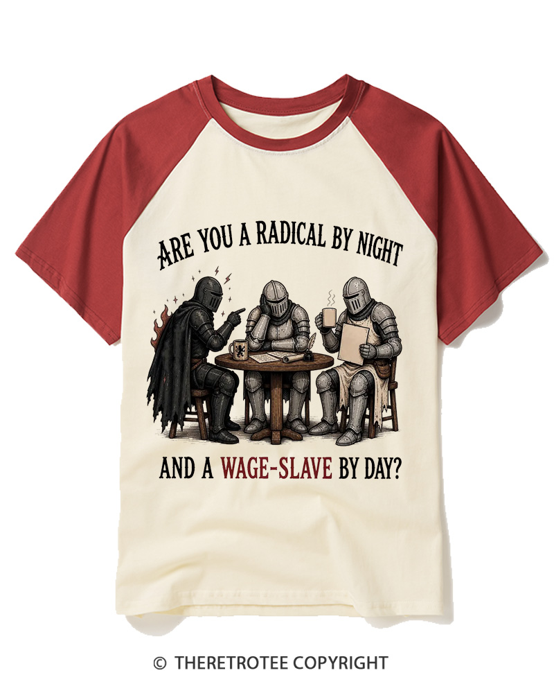 TheRetroTee Are You A Radical By Night Raglan Baseball T-Shirt