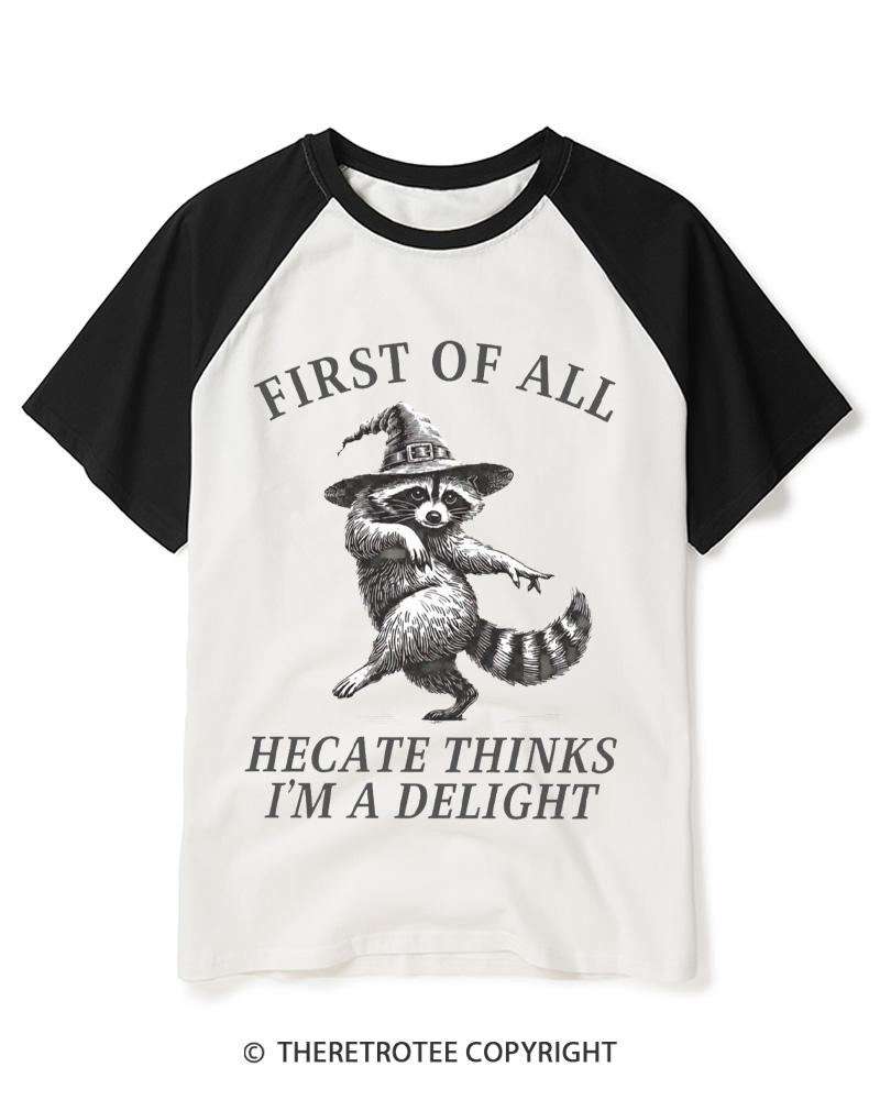 TheRetroTee Feral Halloween Raccoon 1970s Raglan Baseball T-Shirt
