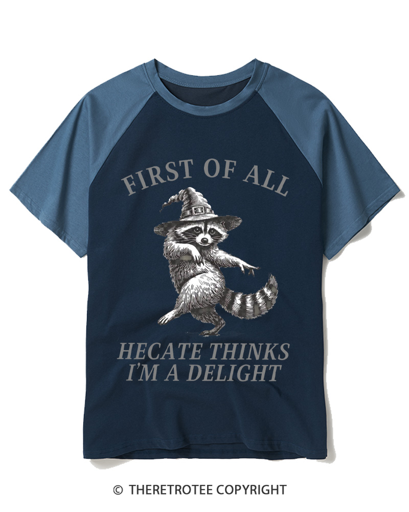 TheRetroTee Feral Halloween Raccoon 1970s Raglan Baseball T-Shirt
