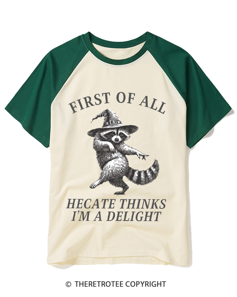 TheRetroTee Feral Halloween Raccoon 1970s Raglan Baseball T-Shirt