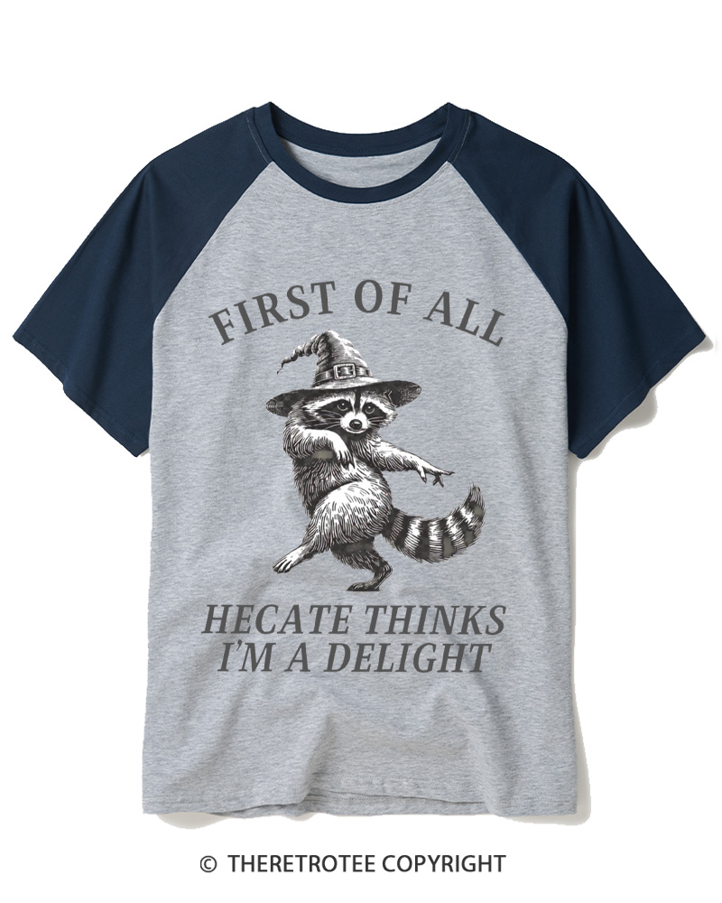 TheRetroTee Feral Halloween Raccoon 1970s Raglan Baseball T-Shirt