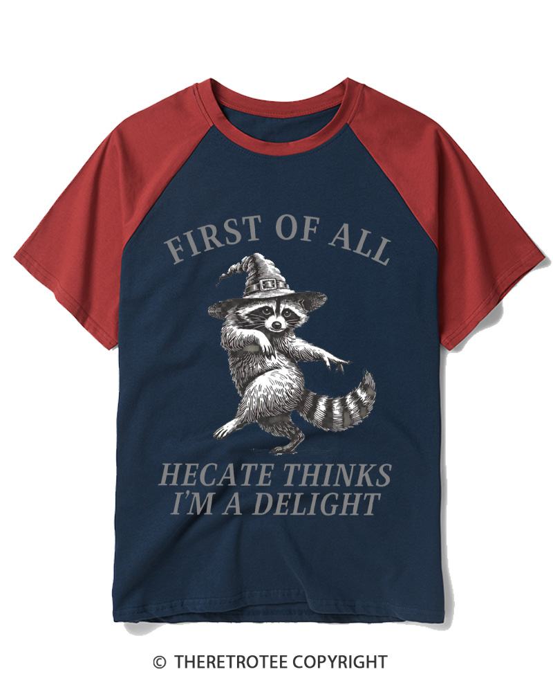 TheRetroTee Feral Halloween Raccoon 1970s Raglan Baseball T-Shirt