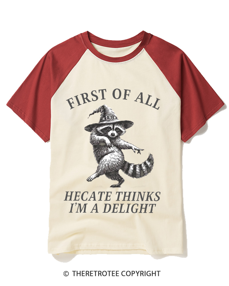 TheRetroTee Feral Halloween Raccoon 1970s Raglan Baseball T-Shirt