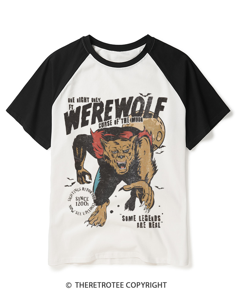 TheRetroTee Werewolf 1970s Raglan Baseball T-Shirt