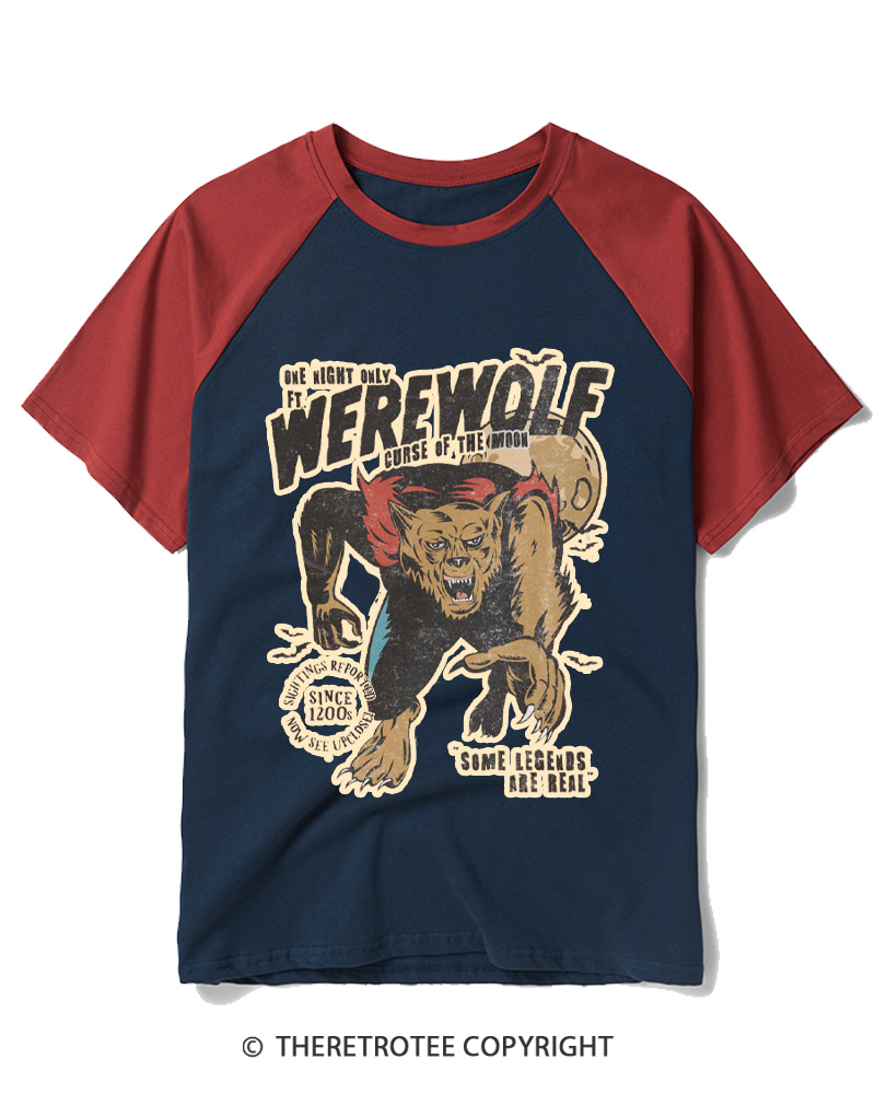 TheRetroTee Werewolf 1970s Raglan Baseball T-Shirt