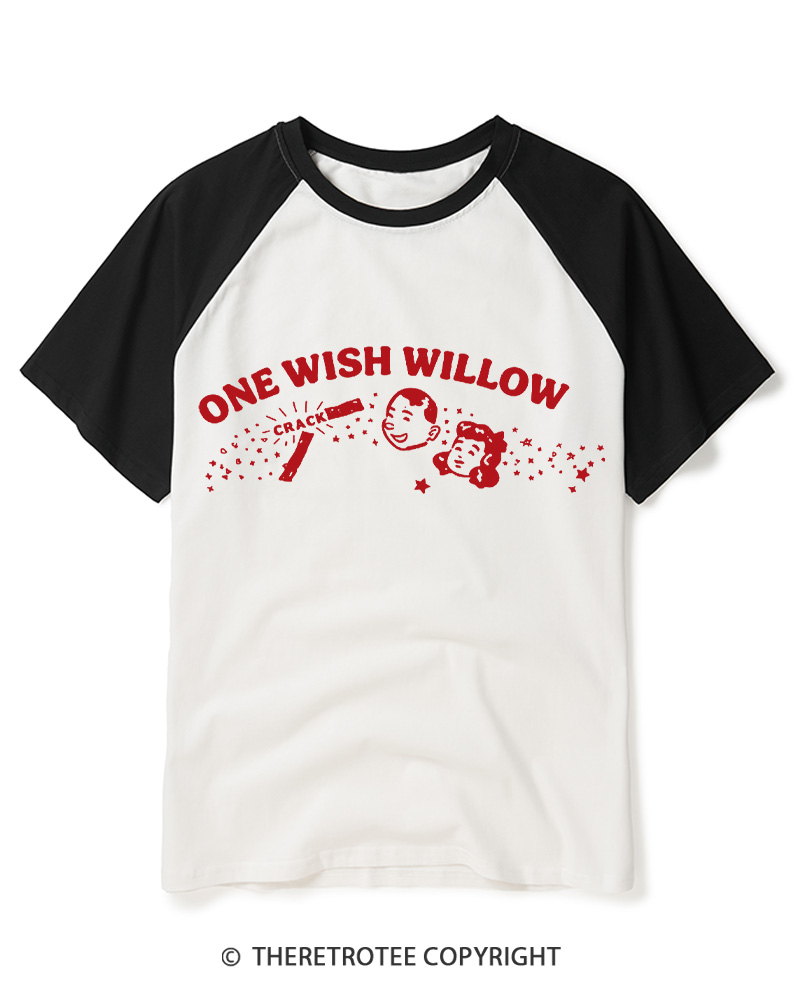 TheRetroTee One Wish Willow Vintage Raglan Baseball T-Shirt