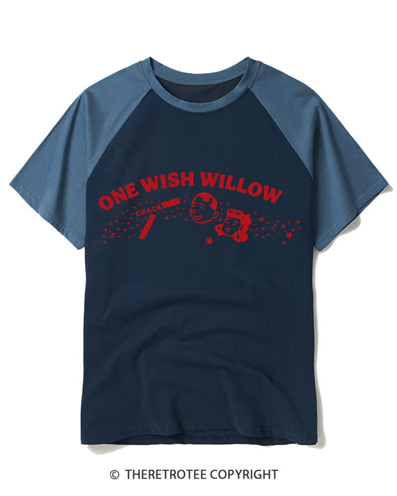 TheRetroTee One Wish Willow Vintage Raglan Baseball T-Shirt