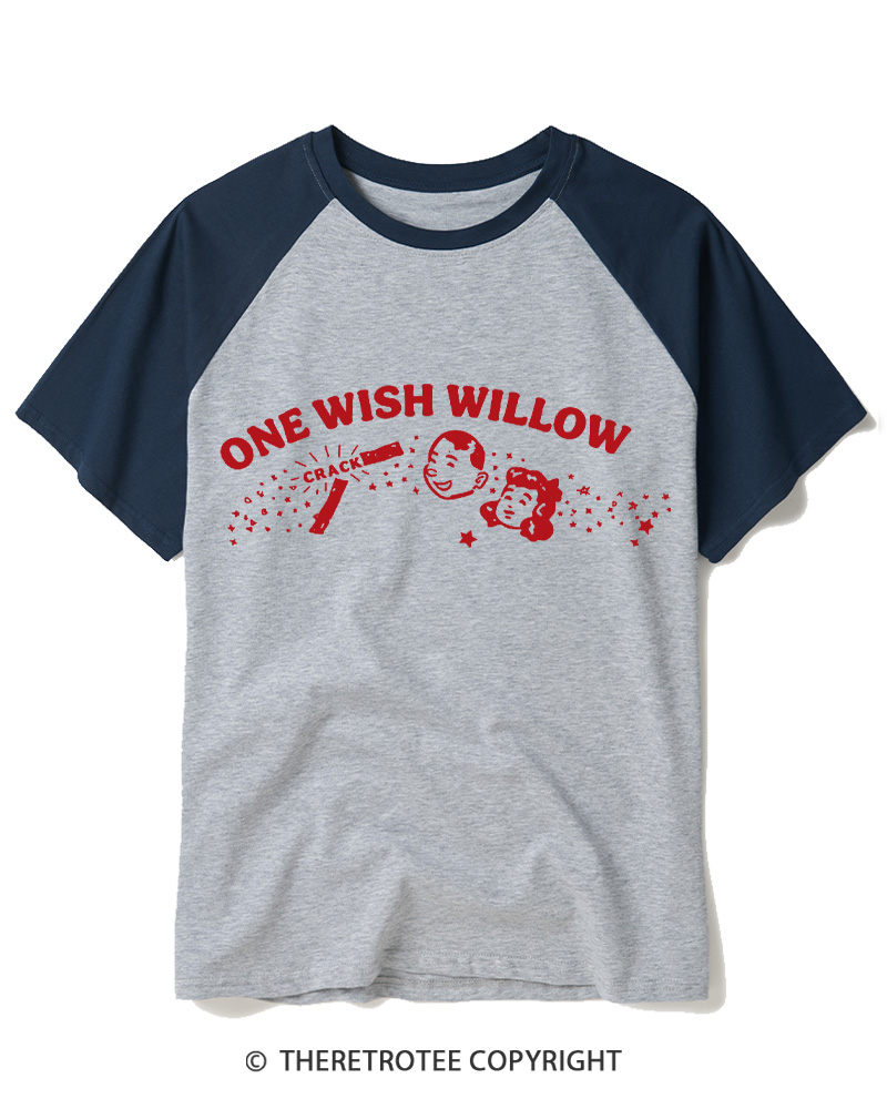 TheRetroTee One Wish Willow Vintage Raglan Baseball T-Shirt
