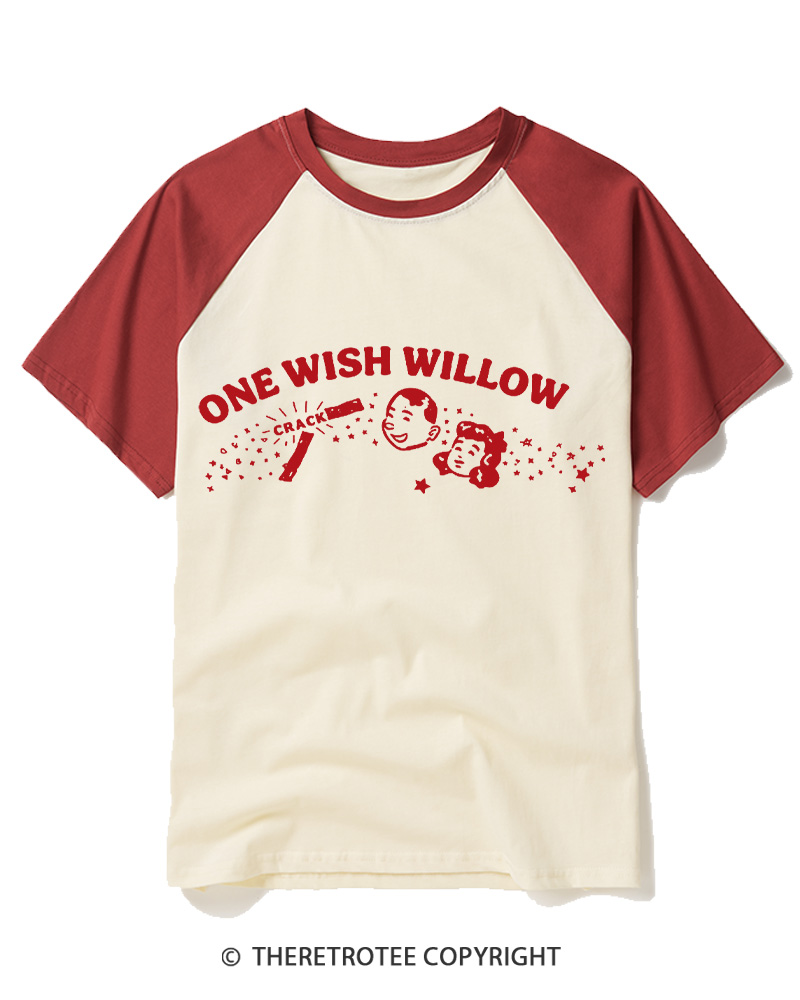 TheRetroTee One Wish Willow Vintage Raglan Baseball T-Shirt