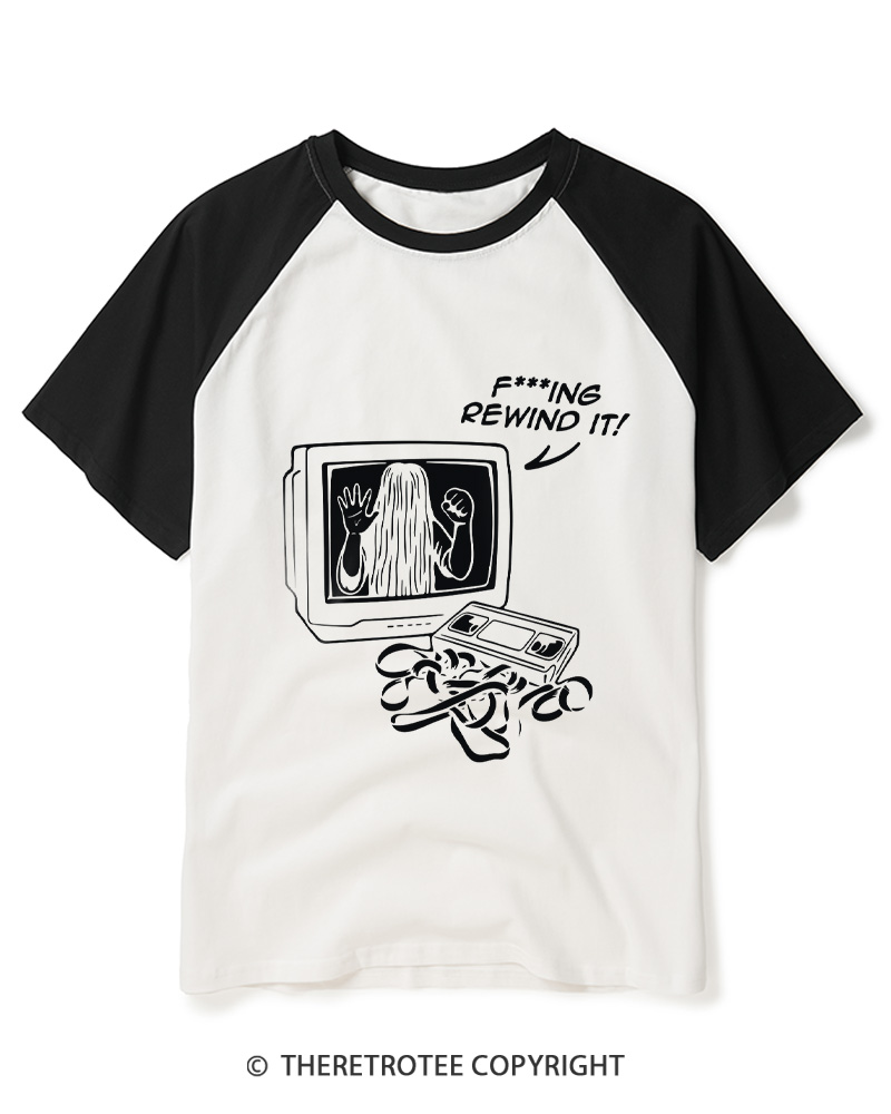 TheRetroTee FIng Rewind It 1980s Raglan Baseball T-Shirt